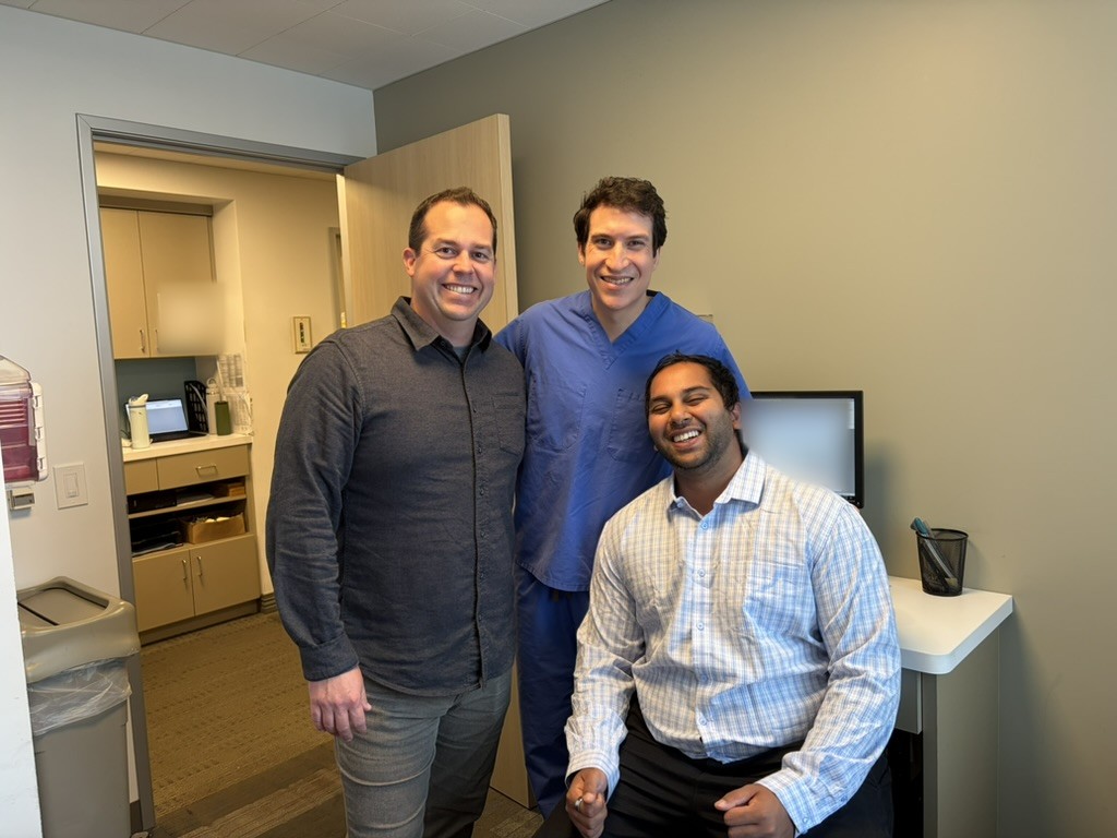 Dr. Rivadeneyra, Dr. Gittings, and Pavan at OSI's Orange office